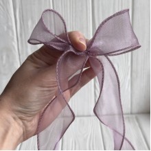 Лента-волна с органзы (D30332), 4 см, баклажановая, рулон 9 м