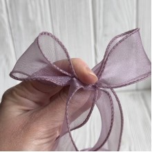 Лента-волна с органзы (D30332), 4 см, баклажановая, рулон 9 м