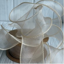 Лента-волна с органзы (D30332), 4 см, бежевая, рулон 9 м