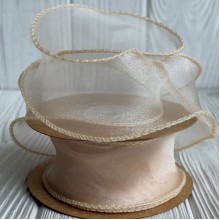 Лента-волна с органзы (D30332), 4 см, бежевая, рулон 9 м