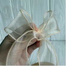 Лента-волна с органзы (D30332), 4 см, бежевая, рулон 9 м