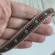 Стрічка з вишивкою (D19896), 1,5 см, коричнево-червона, рулон 23 м