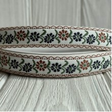 Стрічка з вишивкою (D21912), 2 см, бордово-чорна, рулон 23 м