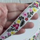 Стрічка з вишивкою (D21913), 2,2 см, рожево-жовта, рулон 23 м