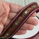 Стрічка з вишивкою (D21922), 2,5 см, бордова, рулон 23 м