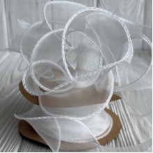 Лента-волна с органзы (D30332), 4 см, айвори, рулон 9 м