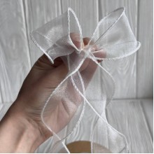 Лента-волна с органзы (D30332), 4 см, айвори, рулон 9 м