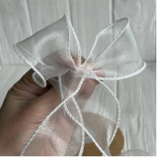 Лента-волна с органзы (D30332), 4 см, айвори, рулон 9 м