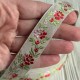 Лента с вышивкой (D21909), 2 см, розово-красная, рулон 23 м