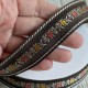 Лента с вышивкой (D21921), 2,5 см, коричневая, рулон 23 м