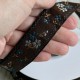 Лента с вышивкой (D21923), 2,5 см, коричневая, рулон 23 м