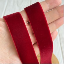 Велюровая лента, 2,5 см, бордовая, рулон 9 м