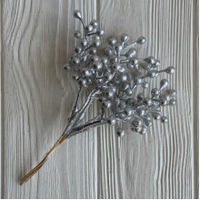 Добавка веточка с ягодками (С30851), 18,5х4 см, серебряная, упаковка 10 шт.
