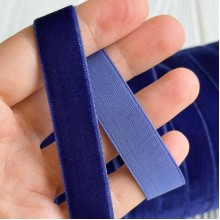Лента велюр, 1,5 см, индиго, рулон 45 м