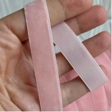 Лента велюр, 1,5 см, персиковый, рулон 45 м