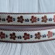 Жакард-вишиванка (ТВ-№13), 1,7 см, бежево-цегляний з квітами, рулон 45 м