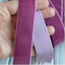 Лента велюр, 2,5 см, малиновый, рулон 45 м