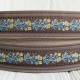 Жакард-вышиванка (ТВ-№6), 4 см, веточка с цветами кофейный, рулон 45 м