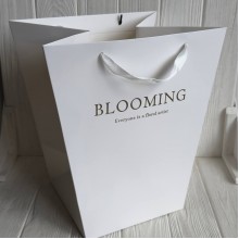Пакети-переноски трапеція «Blooming» (J01373), 30х20х34 см, білий з білим, упаковка 10 шт.