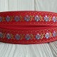 Жакард-вышиванка (ТВ-№30), 2,5 см, красный с цветами, рулон 45 м