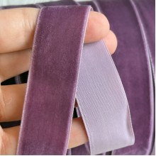 Лента велюр, 2,5 см, сливовый, рулон 45 м