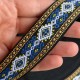 Жакард-вышиванка (ТВ-№32), 3 см, черный с сине-белым орнаментом, рулон 45 м