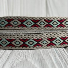 Жакард-вишиванка (ТВ-№42), 1,3 см, чорно-бежева з ромбами, рулон 45 м