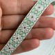 Жакард-вишиванка (ТВ-№44), 1,2 см, білий з рожево-салатовим орнаментом, рулон 45 м