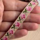 Жакард-вышиванка (ТВ-№47), 1,2 см, бежевый с розово-малиновым цветком, рулон 45 м