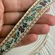 Жакард-вышиванка (ТВ-№49), 1,8 см, бежевый с бордовым цветком, рулон 45 м