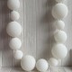 Бархатная гирлянда с шарами (С30855), белая, Ø10+Ø8+Ø6 см, длина 1,8 м
