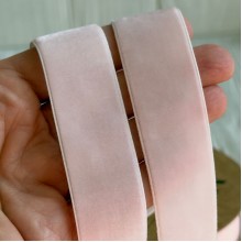 Велюровая лента, 2,5 см, светло-розовая, рулон 9 м