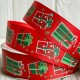 Репс 2,5 см, подарочки, красный, рулон 23 м