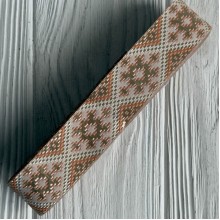 Тесьма вышиванка (узор из ромбов), 2,5 см, молочно-персиковая, рулон 7 м