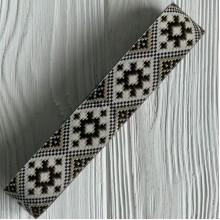 Тесьма вышиванка (узор из ромбов), 2,5 см, молочно-коричневая, рулон 7 м