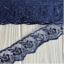 Кружево яблочко, 4,5 см, сапфировый, рулон 9 м