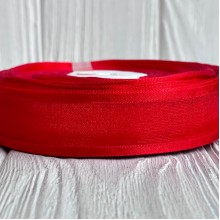 Органза с атласным кантом, 2,5 см, красный, рулон 45 м Органза с атласным кантом, 2,5 см, красный, рулон 45 м