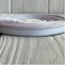 Репс 0,9 см люрекс (серебро), белый, рулон 23 м