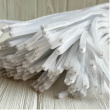 Синельная проволока простая, 6 мм х 30 см, белый, 100 шт.