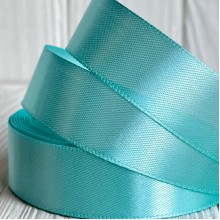 Атлас 2,5 см, лазурний, рулон 33 м, УПАКОВКА 5 рулонів