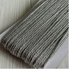 Шнур декоративный, 3 мм, серебро, рулон 50 м