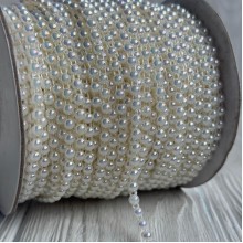 Лента-бусинка (AA079), молочный перламутр, 4 мм, катушка 50 м