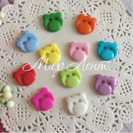 Пуговичка мордочки-мишки (цветной микс), 13 мм, упаковка 500 шт.