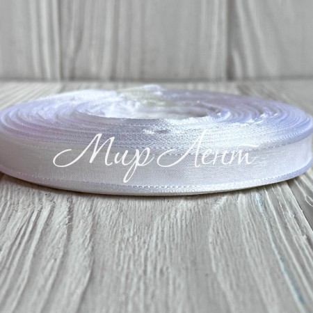 Органза с атласным кантом, 1,2 см, белая, рулон 45 м