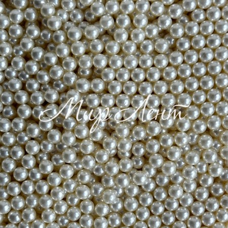 Жемчуг (пластик) для установки на прессе (без отверстия), 6 мм, молочный, упаковка 500 грамм