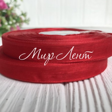 Органза 0,6 см, красный, рулон 45 м