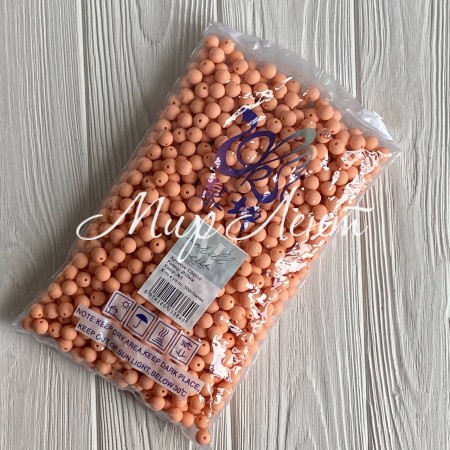 Бусина матовая "Зефирка", 8 мм, персиковая, упаковка 500 грамм