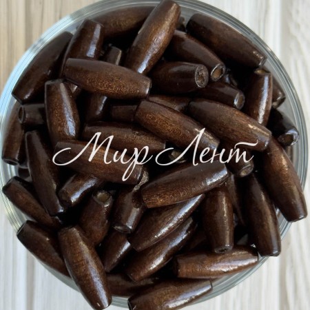 Дерев'яні намистини (овал), 23х8 мм, коричневі, упаковка 500 г