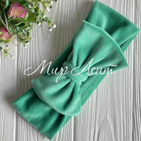Повязка спорт велюр c бантом mini, 9х20 см, нефритовая, шт.