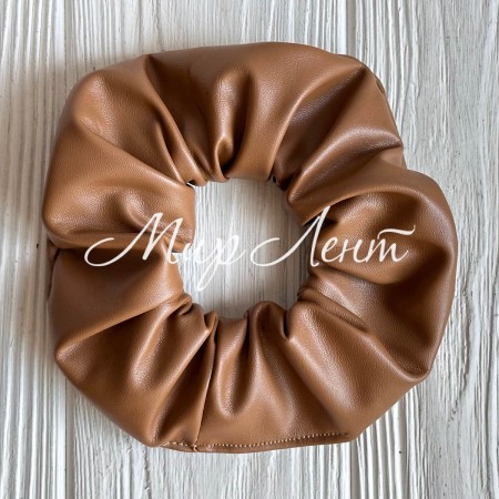 Скранч экокожа, 12 см, карамельный, шт.